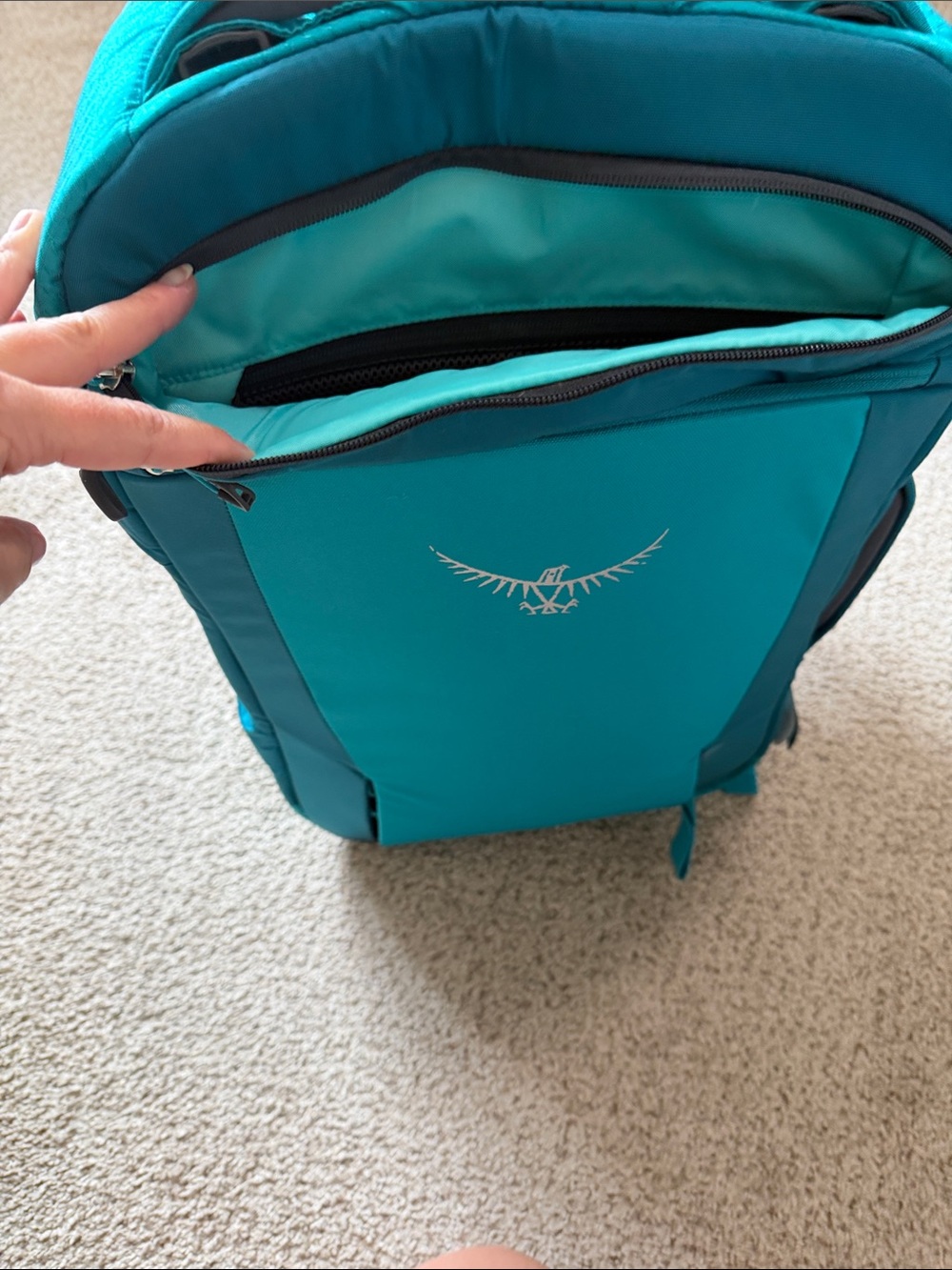 NWT OSPREY porter 46 Teal Travel Backpack - Picture 10 of 17